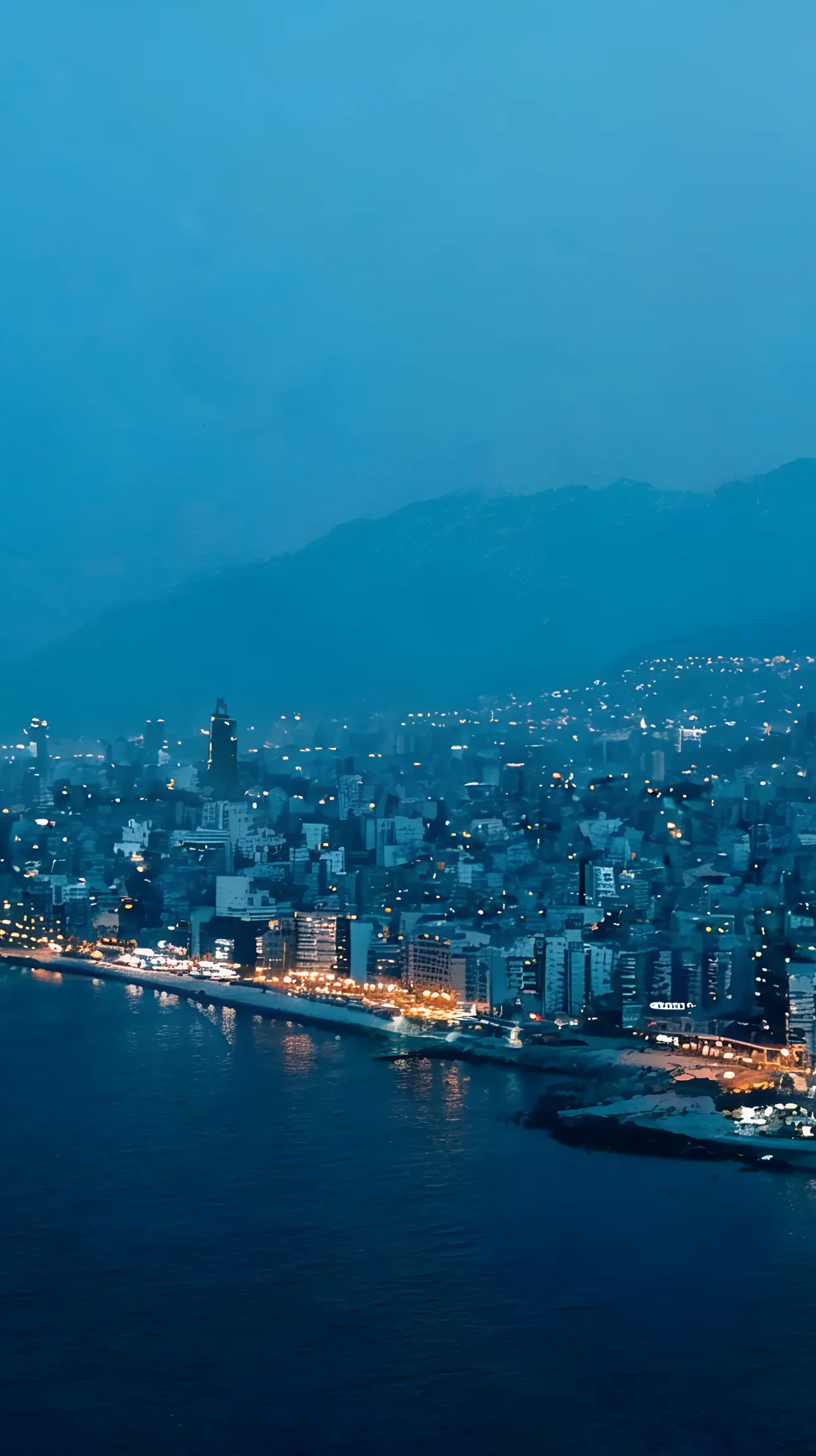 The Beirut coastline at blue hour