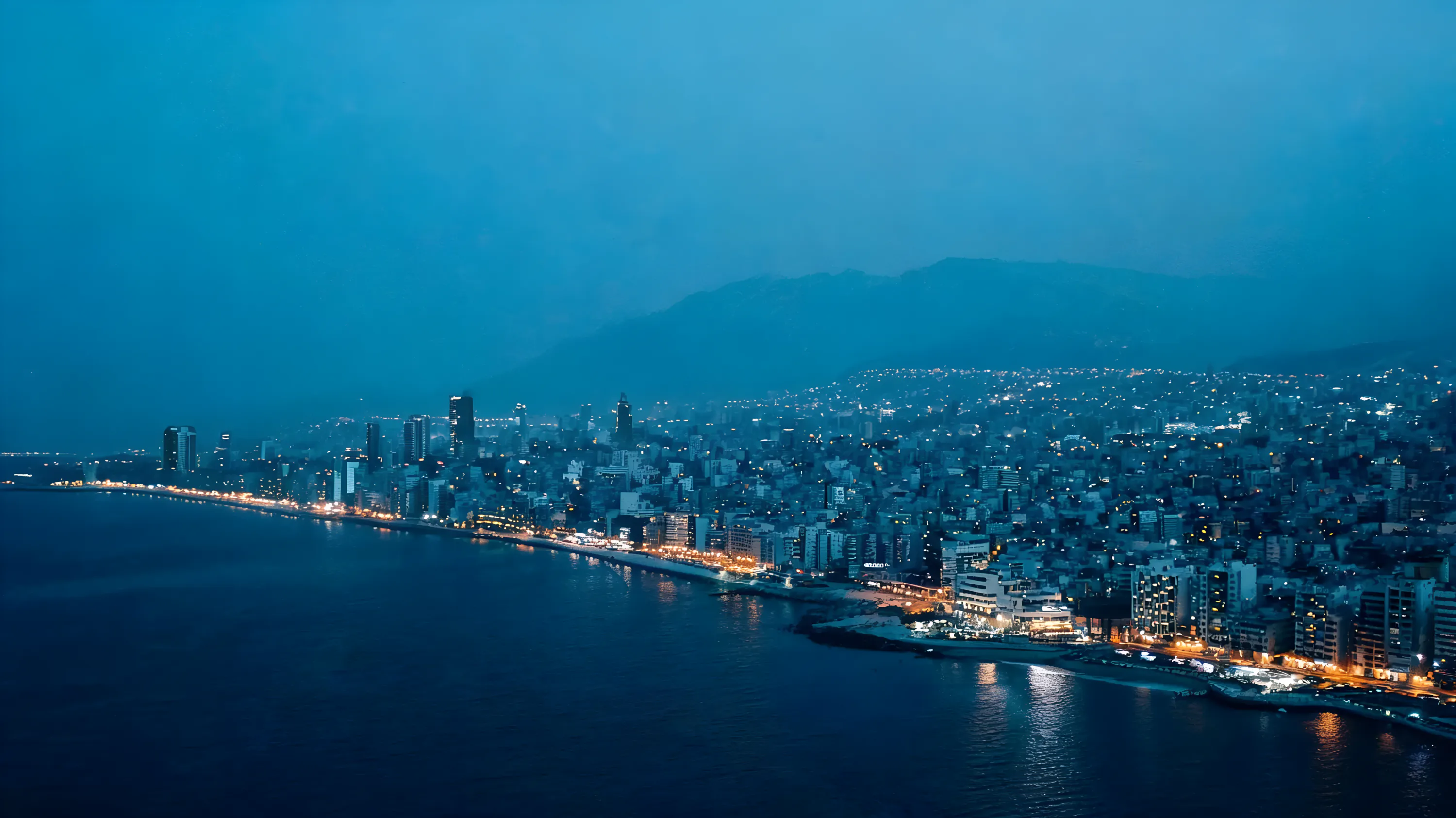 The Beirut coastline at blue hour