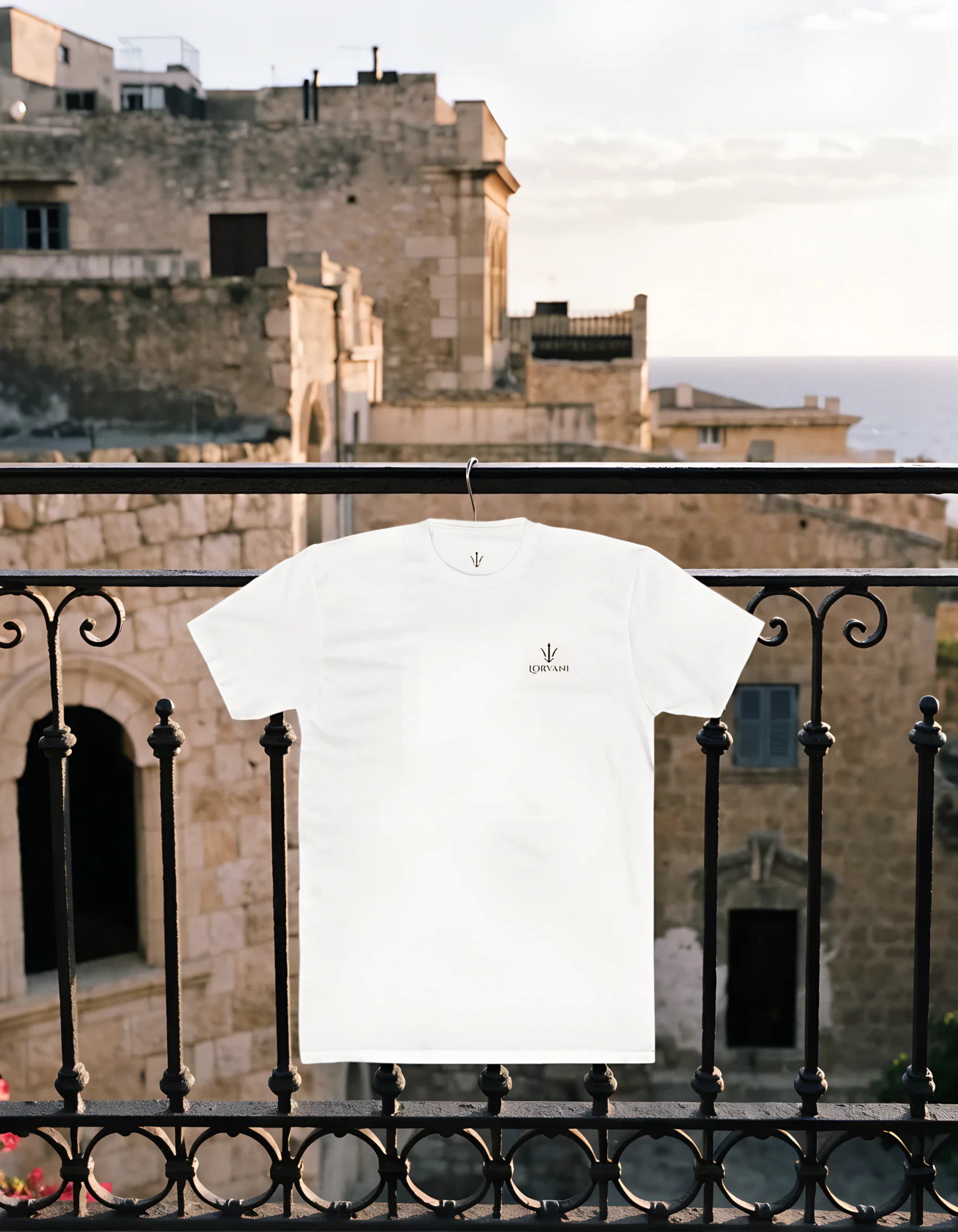 The white tee hanging on an old Beirut balcony