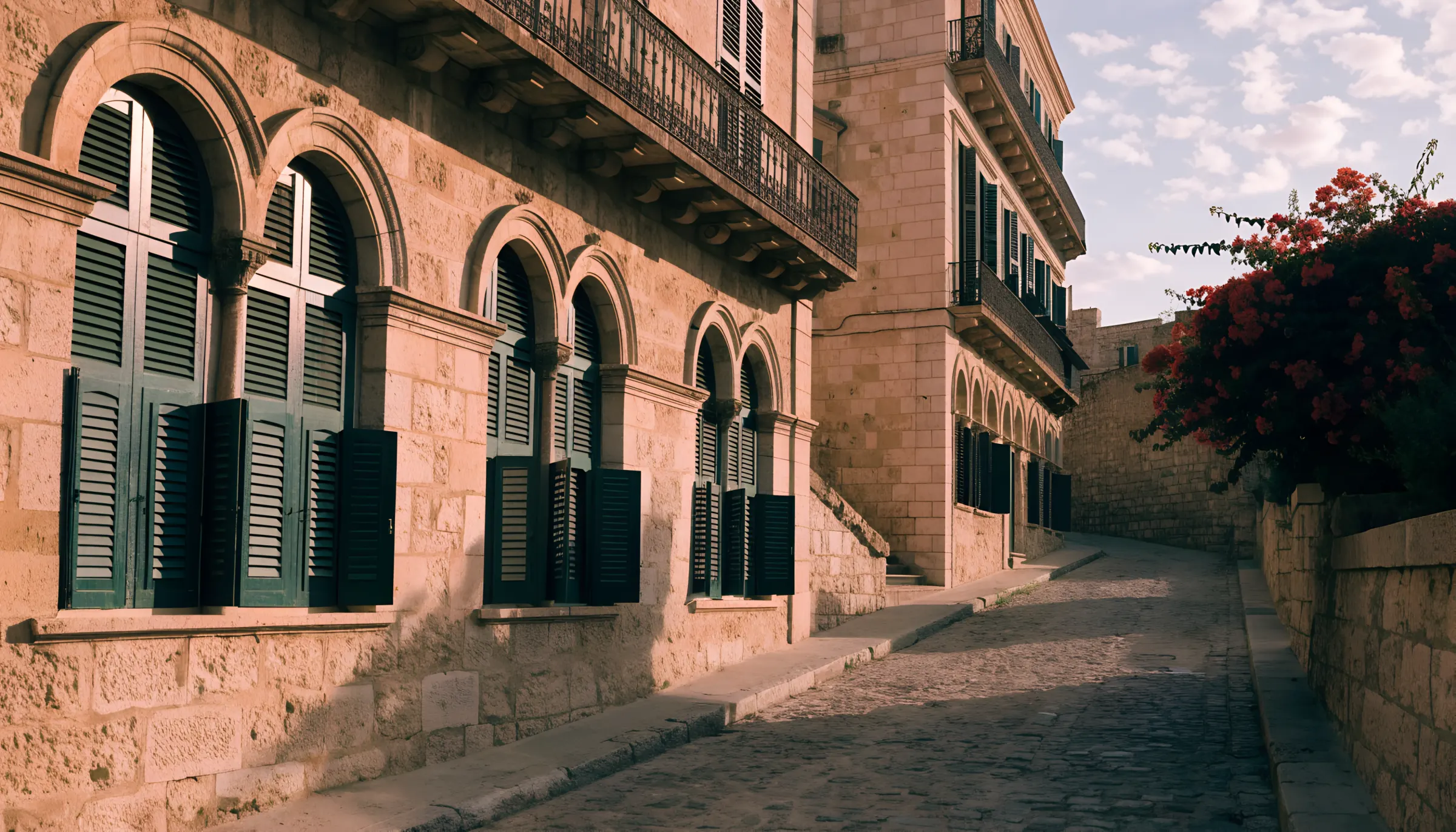 A quiet old street in Gemmayzeh, Beirut, at golden hour
